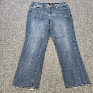 Earl Jeans Womens 16W 0r 36x31 Blue Straight Leg Embellished Pocket Stretch
